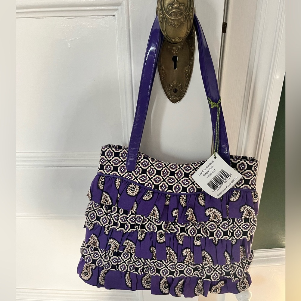 Vera Bradley Cha Cha Handbag in "Simply Violet" Pattern - NWT